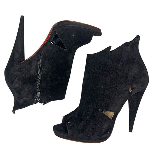 Christian Louboutin Belfeconica Suede 120mm Heeled Bootie Black EU 39 US 9 - Picture 6 of 11